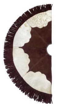 Showman Cowhide Leather Christmas Tree Skirt - Scalloped Snowflake Center #4